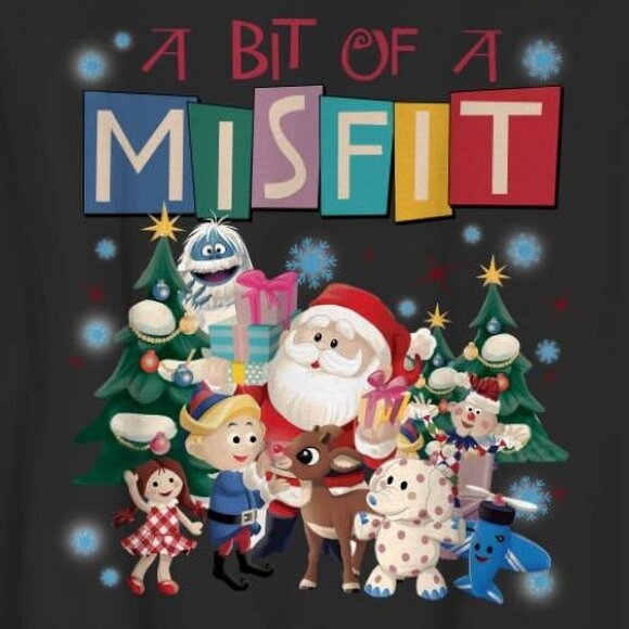 Misfit Christmas T-Shirt Rudolph The Red Nosed Reindeer Funny Holiday Graphic 79 - Picture 2 of 6
